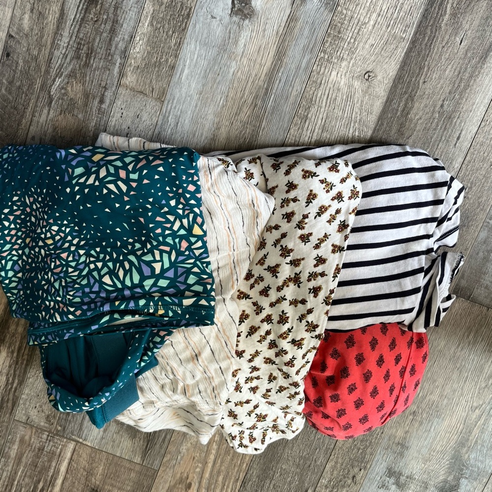 2x-3x Mixed Women Tops Pack - Teal, Cream, Black/White Stripe, Red Floral spring